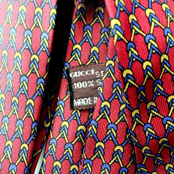 Gucci Silk  Wine  Gold Blue Knot GG Logo Tie - Picture 6 of 6